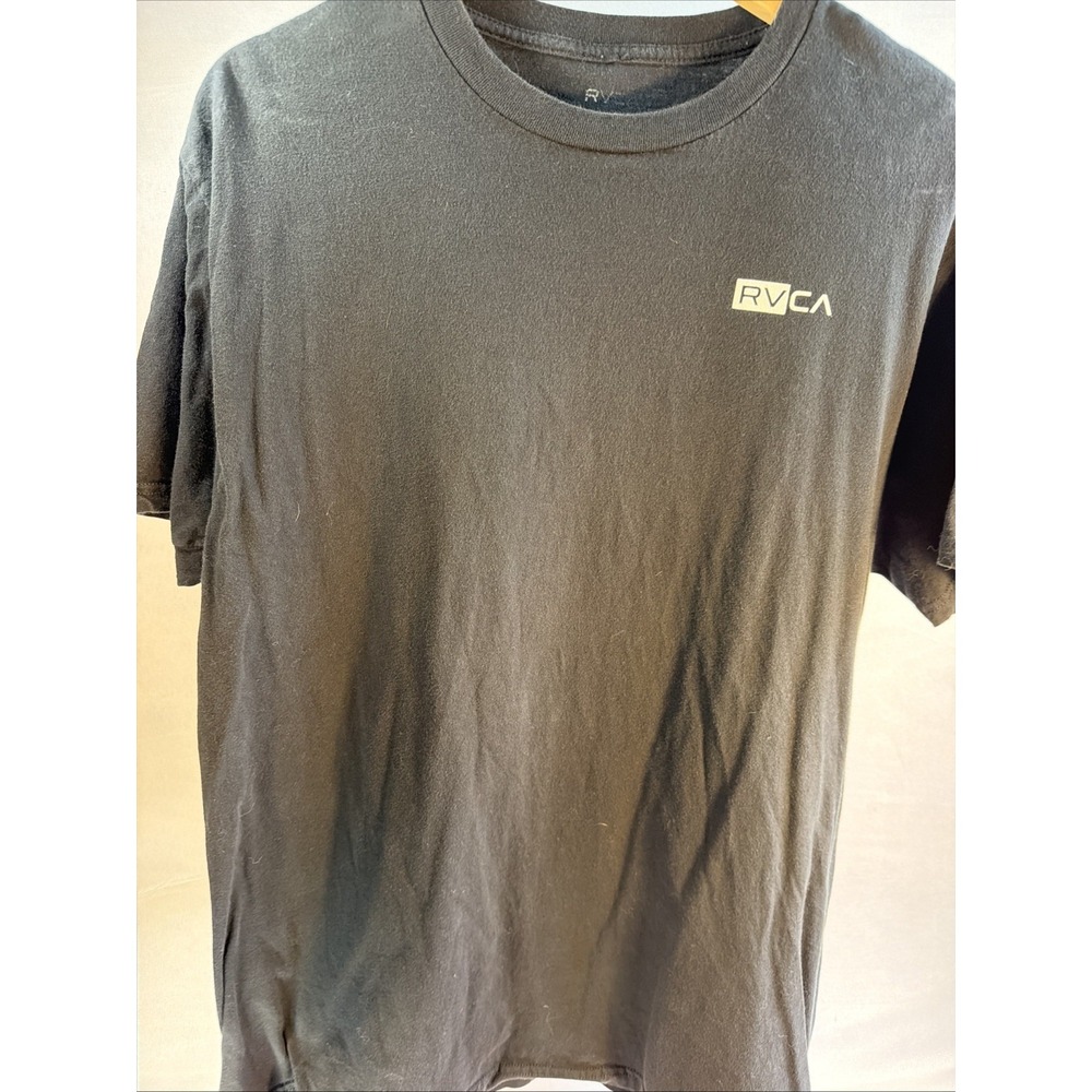 RVCA Men's Large Black Short Sleeve T-Shirt Small Chest Logo Graphic Tee